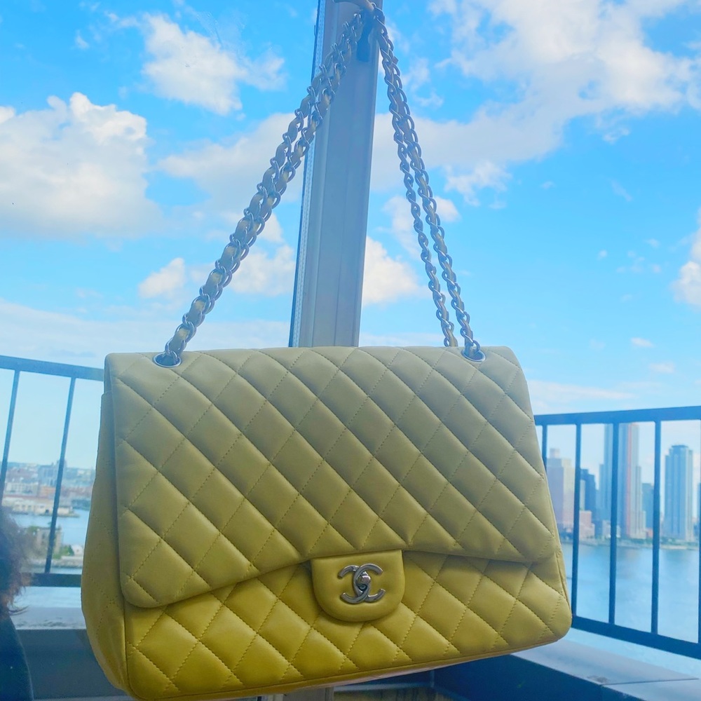 Chanel Jumbo Flap bag in rare yellow lambskin get it, Chanel increased their $$